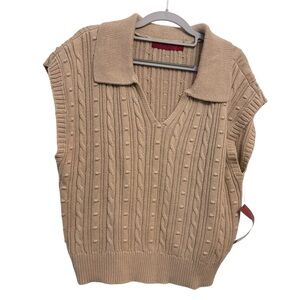 Elegant Tan V-Neck Sweater Vest